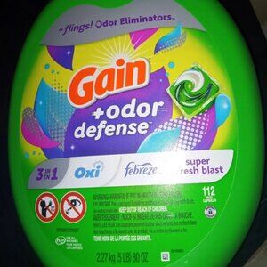 Gain Odor Defense Laundry Detergent Pods 112 Count Super Fresh Blast Scent